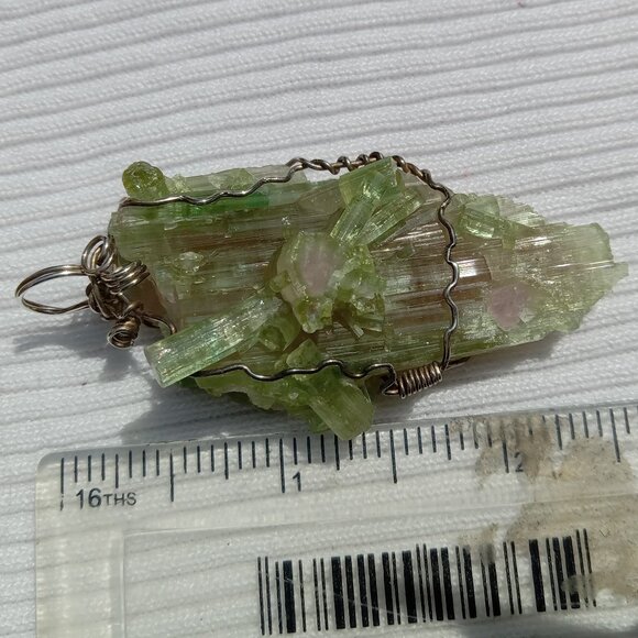 Watermelon Tourmaline Natural Cluster Pendant - Picture 4 of 4